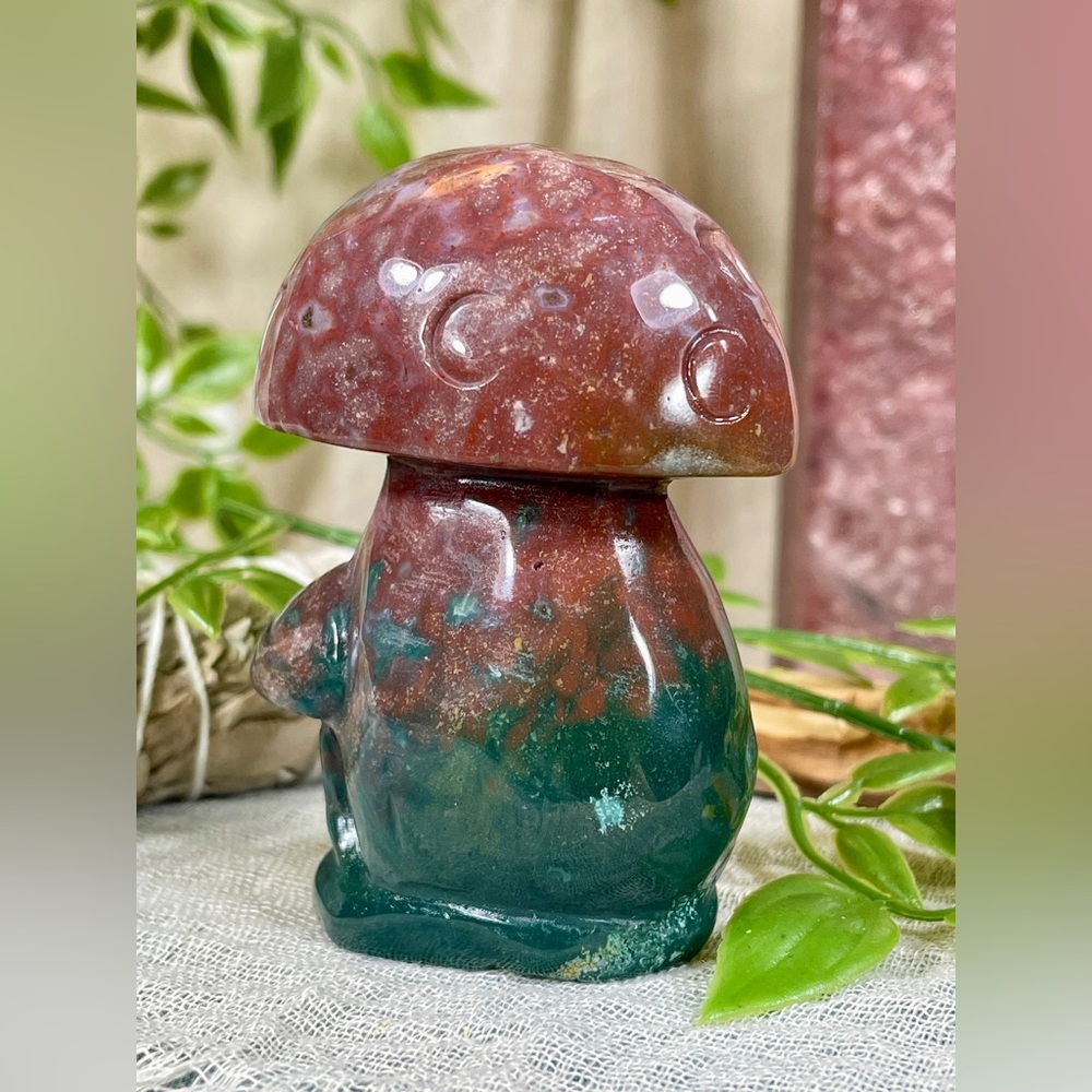 2431 Ocean Jasper Mushroom Crystal Carving - Picture 6 of 10